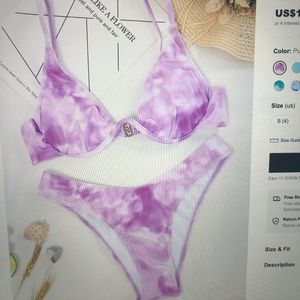 Never worn tie dye high cut bikini set
